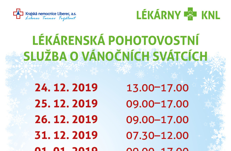 lekarenska pohotovost Vanoce 2019